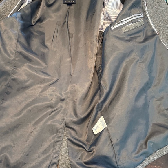 LANDS END Heather Gray Wool Blend Double Breasted Mid Length Peacoat Size 14 - Picture 7 of 11